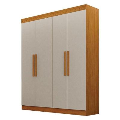 Guarda Roupa Solteiro Canadá 4 Portas 2 Gavetas Cinamomo Off White MDF