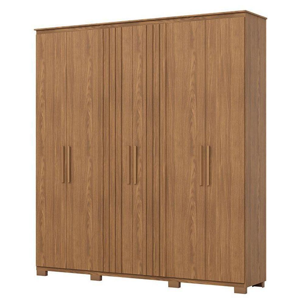 Guarda Roupa Casal ávila Ambiente 6 Portas 4 Gavetas Com Pés Nature Fosco - Henn - 7