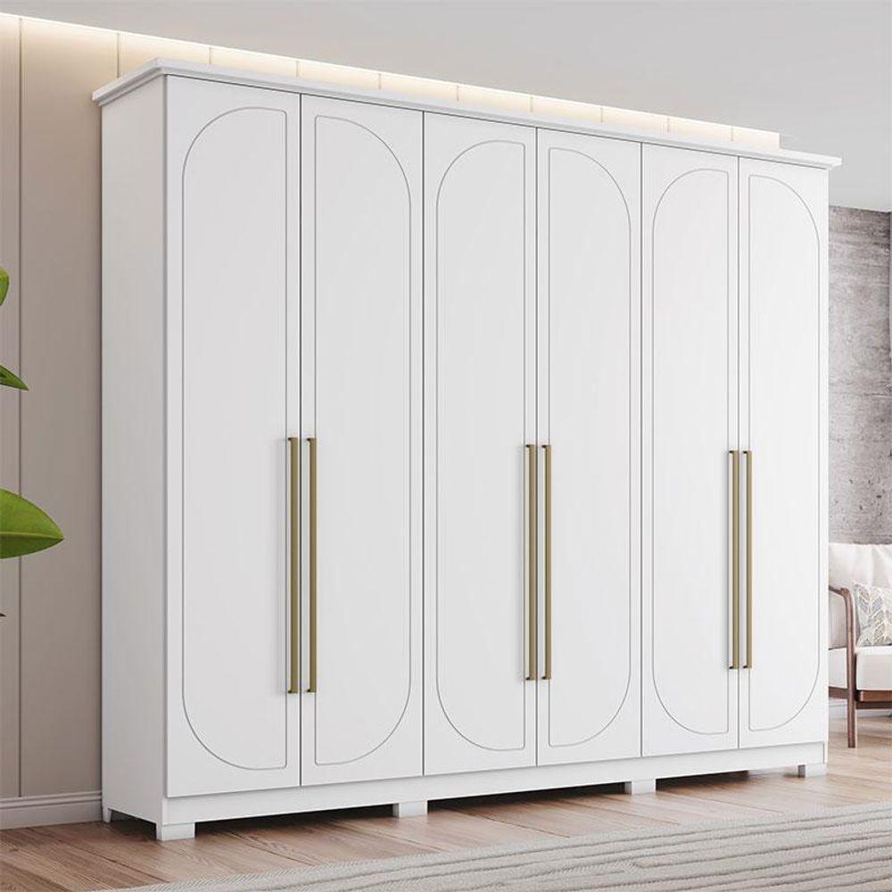 Guarda Roupa Casal Americano Prime 6 Portas 6 Gavetas Com Pés Branco Hp - Henn - 7