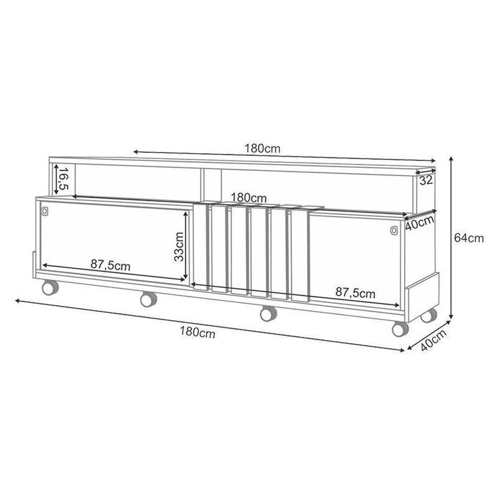 Rack Bancada Graci 1.8 Com Mesa De Centro Cadenza Castanho Off White – Hb Móveis - 3