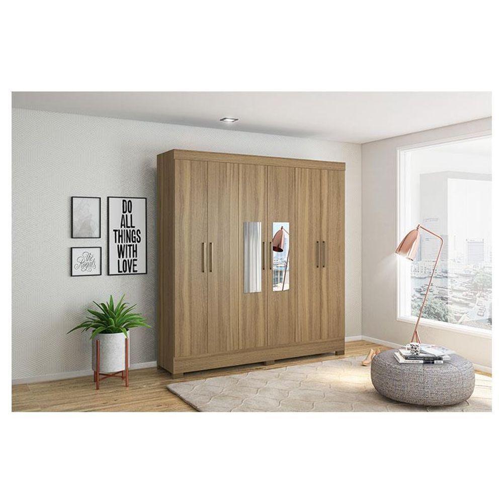 Guarda Roupa Casal Prático Amêndola Touch Com Espelho - Demóbile - 4