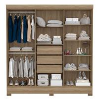 Guarda Roupa Casal Prático Amêndola Touch Com Espelho - Demóbile - 3