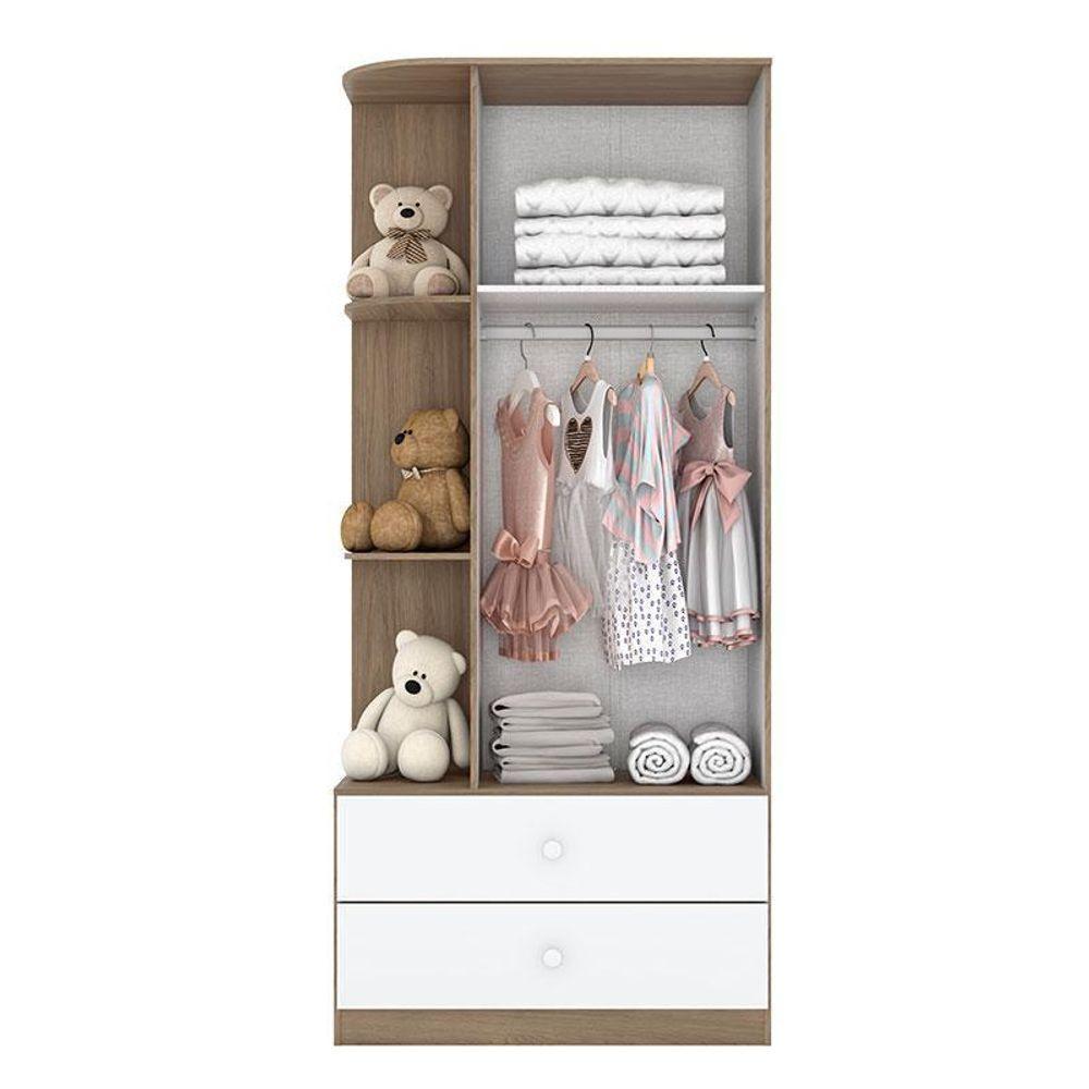 Cômoda E Guarda Roupa Infantil Amarelinha Rústico Branco - Henn - 3