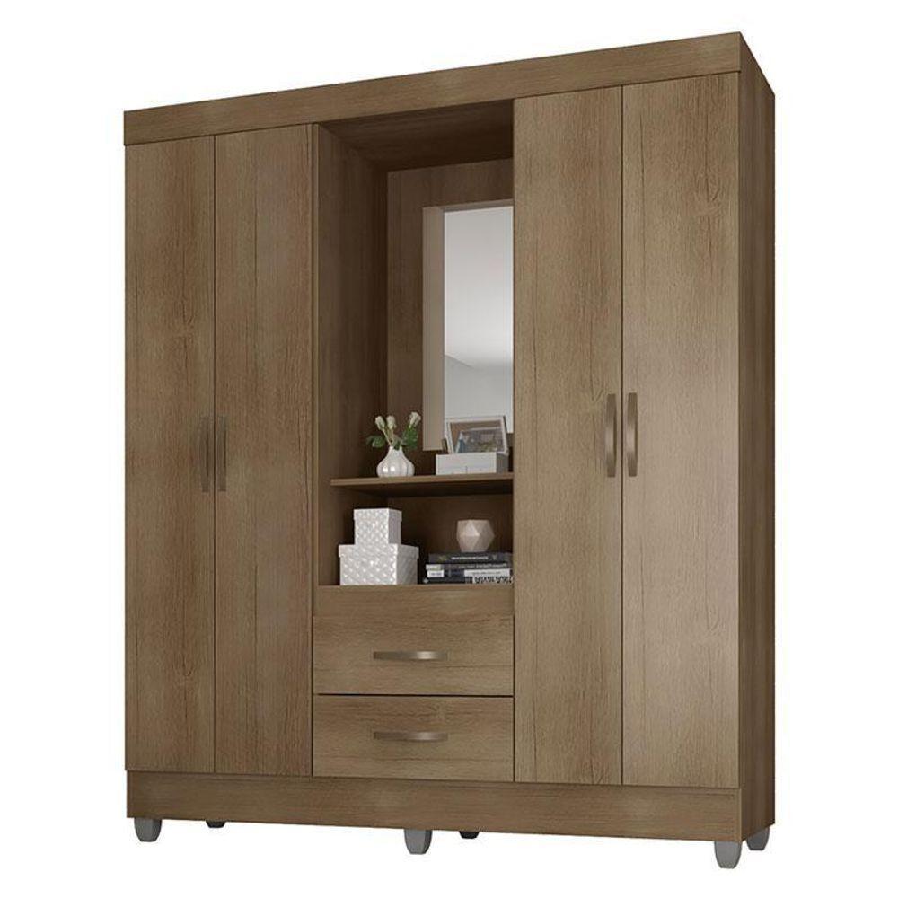 Guarda Roupa Casal Capela E Cômoda 4 Gavetas 2 Portas Lite Carvalho Oak – Móveis Leão - 2