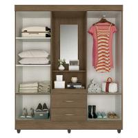 Guarda Roupa Casal Capela E Cômoda 4 Gavetas 2 Portas Lite Carvalho Oak – Móveis Leão