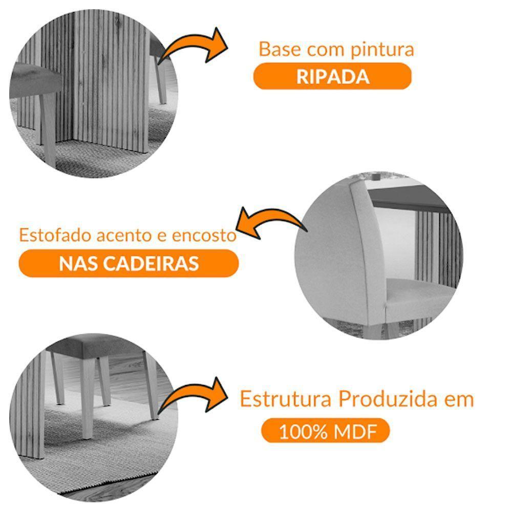 Sala De Jantar Mesa Olimpia 120 Mdf Canto Reto Com 4 Cadeiras Grecia Creme/grafite/imbuia Ripado - 3