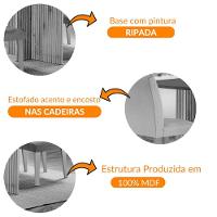 Sala De Jantar Mesa Olimpia 120 Mdf Canto Reto Com 4 Cadeiras Grecia Creme/grafite/imbuia Ripado - 8