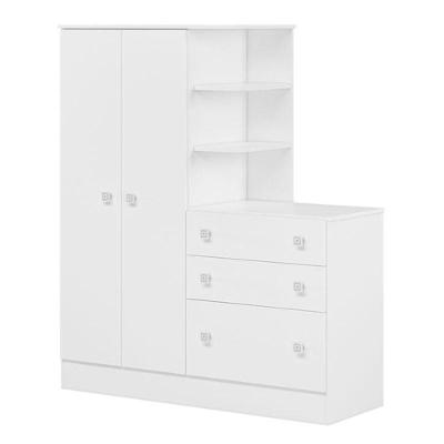 Guarda Roupa com Cômoda Doce Sonho 4070 2 Portas 3 Gavetas MDP Branco Brilho