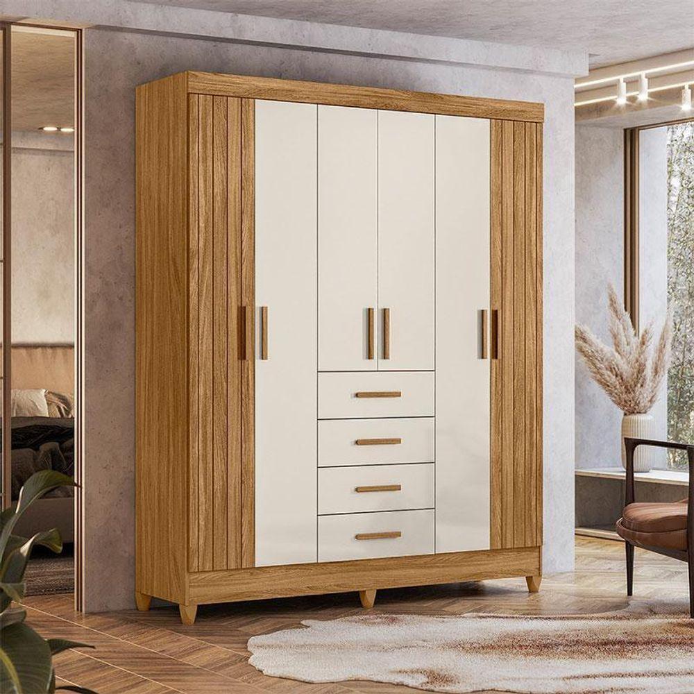 Guarda Roupa Solteiro Ambiente Aruba 6 Portas Freijó Off White - Moval - 1