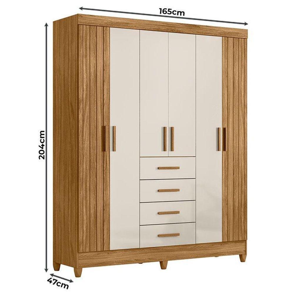 Guarda Roupa Solteiro Ambiente Aruba 6 Portas Freijó Off White - Moval - 2