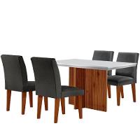 Sala De Jantar Mesa Olimpia 120 Mdf Canto Reto Com 4 Cadeiras Grecia Grafite/off White/imbuia Ripado - 7
