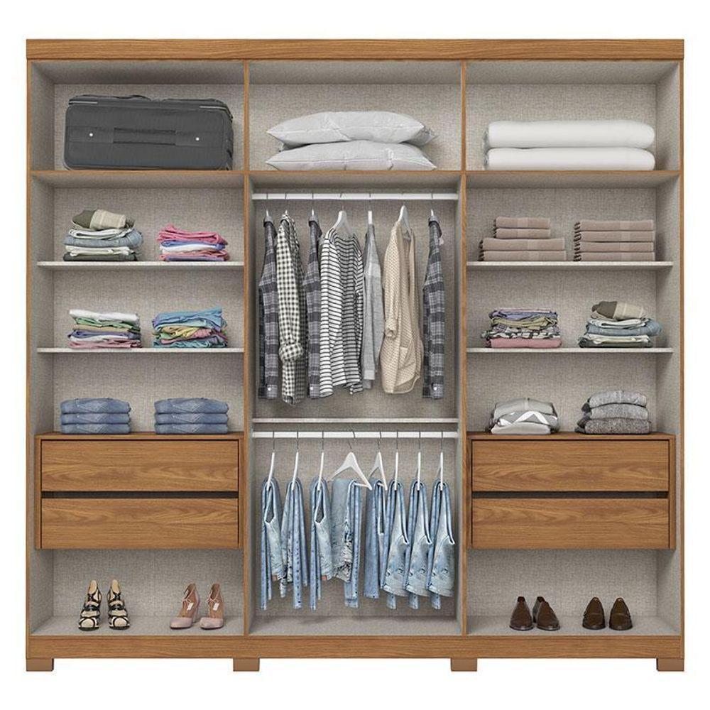 Guarda Roupa Casal Pétrus Ambiente 6 Portas 4 Gavetas Com Pés Nature Off White - Henn - 2