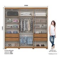 Guarda Roupa Casal Pétrus Ambiente 6 Portas 4 Gavetas Com Pés Nature Off White - Henn - 3