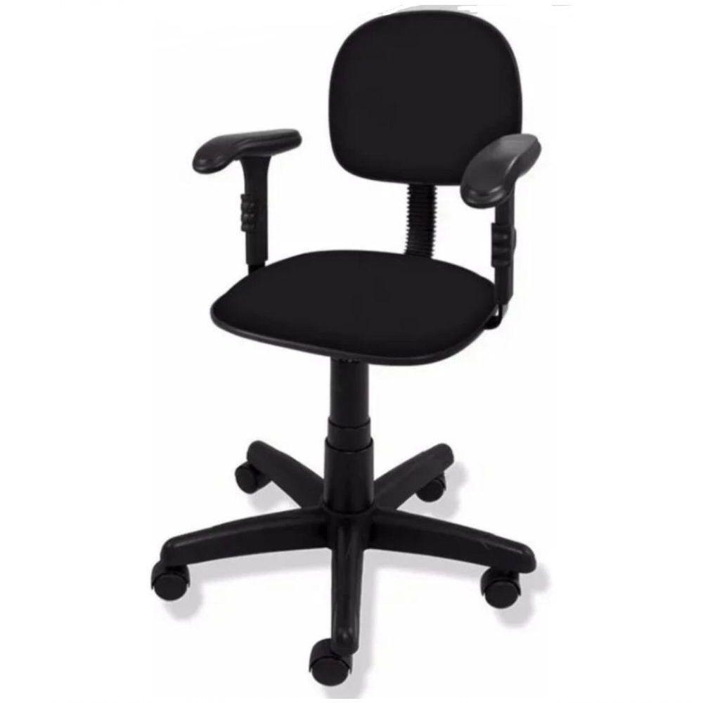 Cadeira Secretária Giratória Com Braço Preta - 1
