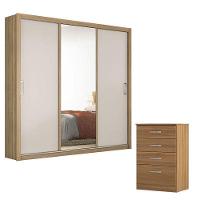 Cômoda Astral E Guarda Roupa Casal Residence Amêndola Off White - Demóbile - 1