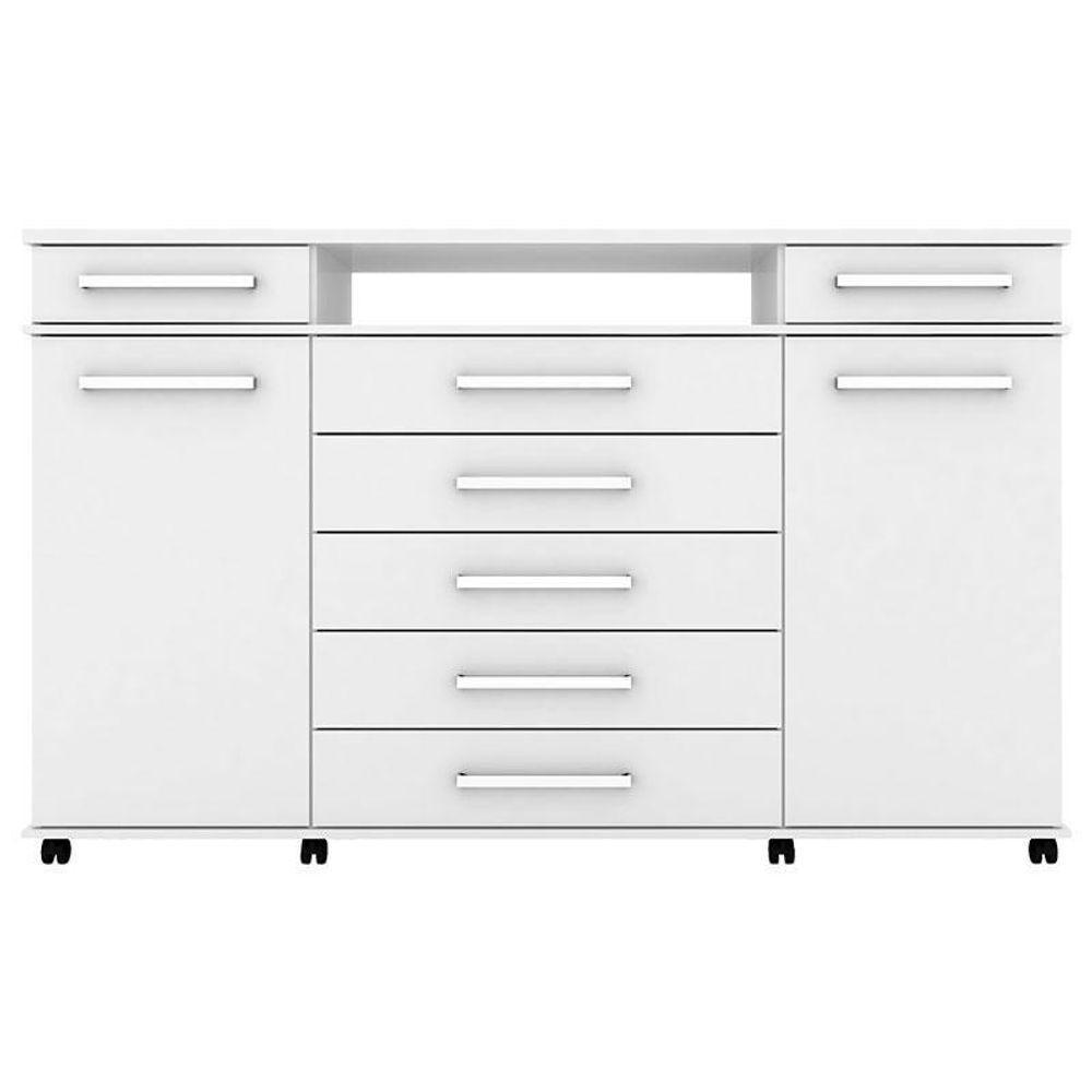 Cômoda London E Guarda Roupa Casal Capelinha Pérsia Branco Flex - Demóbile - 2