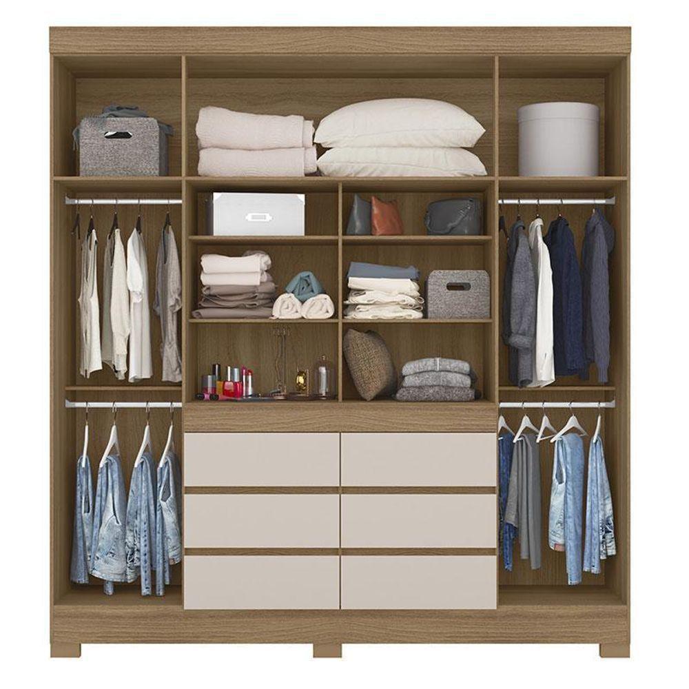 Cômoda Astral E Guarda Roupa Casal Cádis Amêndola Off White - Demóbile - 4