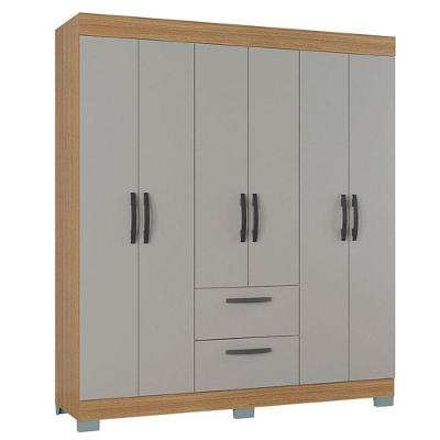 Guarda Roupa Casal Tóquio 6 Portas 2 Gavetas Damasco Off White Poquema Móveis
