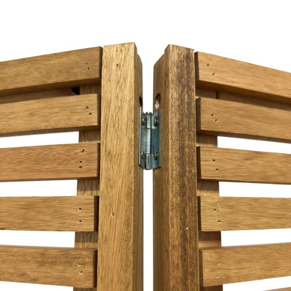 Biombo Decorativo De Madeira 3 Folhas Ripado Sanfonado - Maju Madeiral - 4