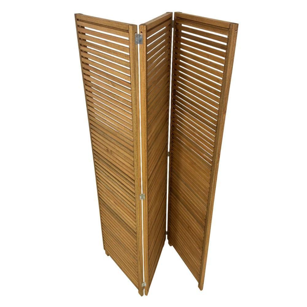 Biombo Decorativo De Madeira 3 Folhas Ripado Sanfonado - Maju Madeiral - 5