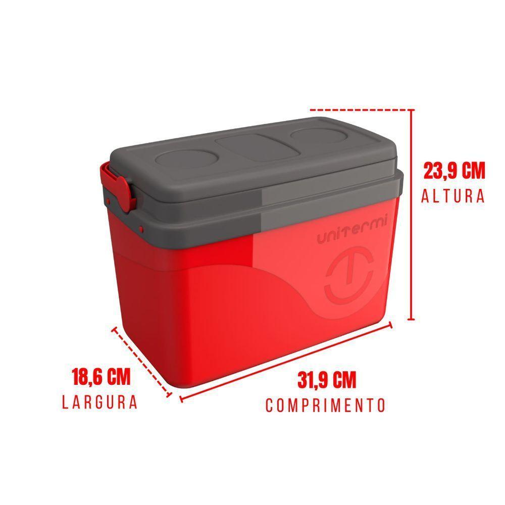 Caixa Térmica Cooler 7,5 Litros Com Alça Vermelha- Unitermi - 2