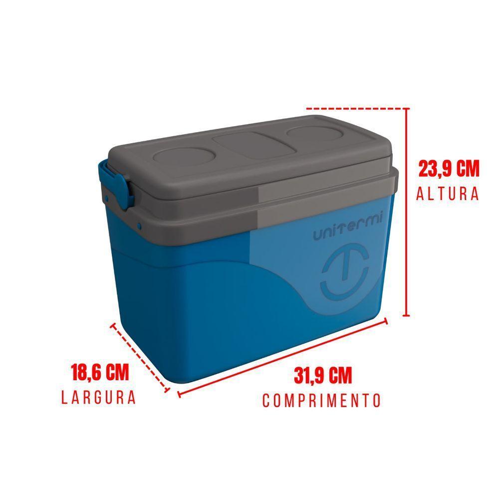 Caixa Térmica Cooler 7,5 Litros Com Alça Azul - Unitermi - 2