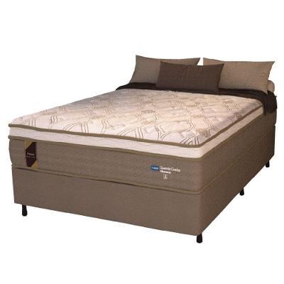 Cama Box Casal Colchão Molas Ensacadas Guarda Costas Alameda 138x188x68cm Suede Marrom/branco Marrom / Branco