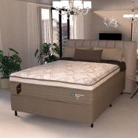 Cama Box Casal Colchão Molas Ensacadas Guarda Costas Alameda 138x188x68cm Suede Marrom/branco Marrom / Branco - 2