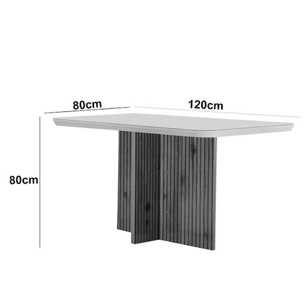 Sala De Jantar Mesa Olimpia 120 Mdf Vidro Canto Copo Com 4 Cadeiras Grafite/off White/imbuia Ripado - 7