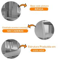 Sala De Jantar Mesa Olimpia 120 Mdf Vidro Canto Copo Com 4 Cadeiras Grafite/off White/imbuia Ripado - 13