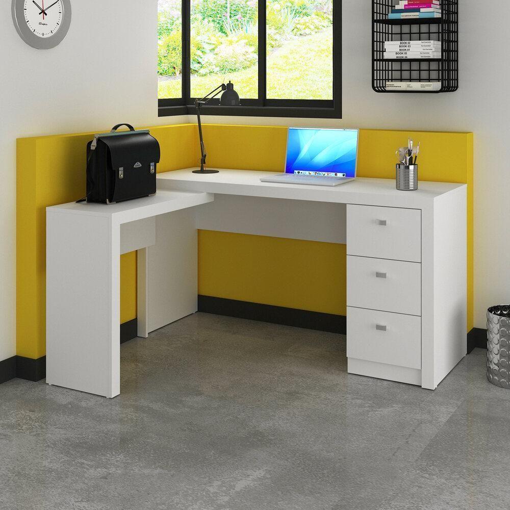 Escrivaninha/Mesa Escritório De Canto Multimóveis Vcr25011 Branco Branco - 5