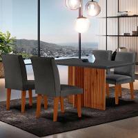 Sala De Jantar Mesa Olimpia 120 Mdf Canto Copo Com 4 Cadeiras Grecia Grafite/grafite/imbuia Ripado - 1