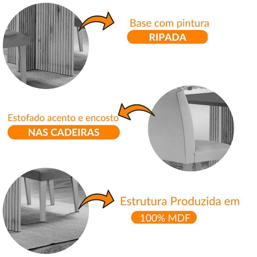 Sala De Jantar Mesa Olimpia 120 Mdf Canto Reto Com 4 Cadeiras Grecia Turim/off White/imbuia Ripado - 3