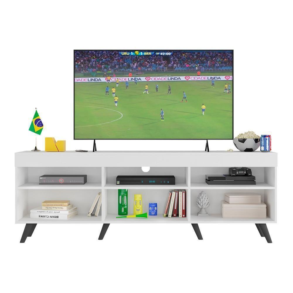 Rack Tv 65" Retrô e 2 Portas Espanha Mp3327 Branco Preto - 3