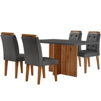 Sala De Jantar Mesa Olímpia 120cm Mdf Canto Copo Com 4 Cadeiras Carol Moderna Grafite Com Imbuia - 6