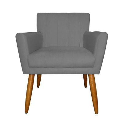 Poltrona Recepção Glam Tecido Veludo Cor:cinza