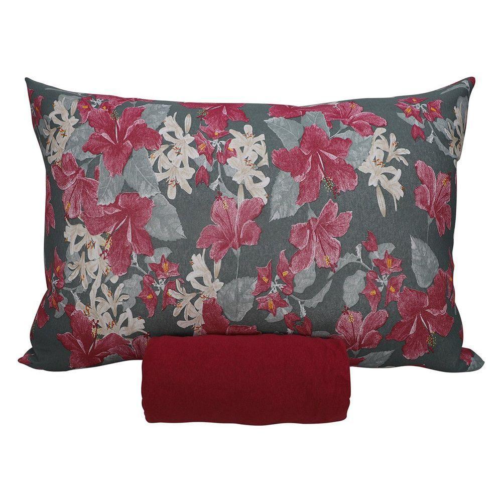 Jogo De Cama Solteiro Portallar Malha 100% Algodão Napoles 2 Peças Vermelho - 1