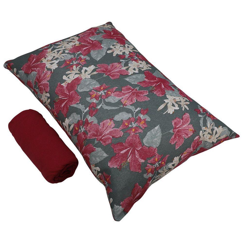 Jogo De Cama Solteiro Portallar Malha 100% Algodão Napoles 2 Peças Vermelho - 2