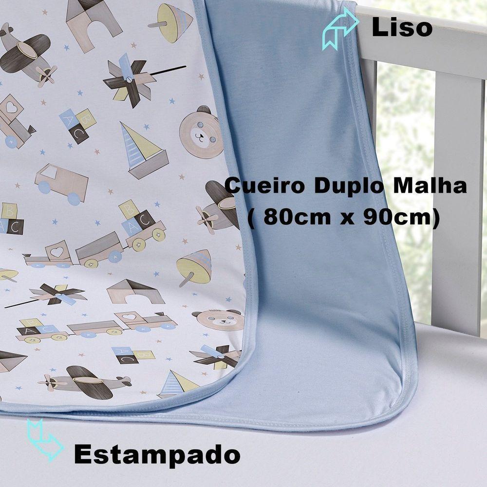 Cueiro Duplo Tecebem Baby Malha 100% Algodão Estampado Lipe 80cm X 90cm Azul - 4