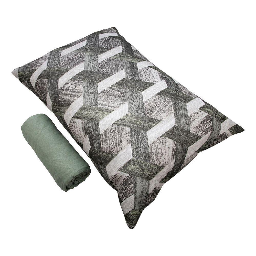 Jogo De Cama Solteiro Portallar Malha 100% Algodão Paris 2 Peças Verde - 3