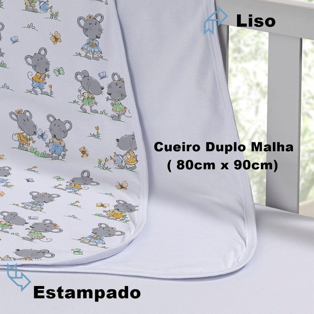 Cueiro Duplo Tecebem Baby Malha 100% Algodão Estampado Tom 80cm X 90cm Branco - 4
