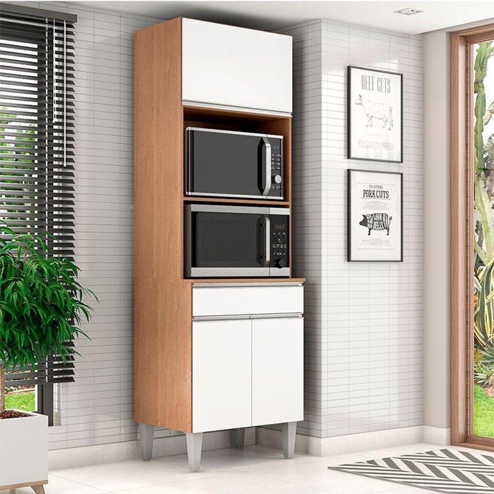 Armário Paneleiro Torre Quente 2 Fornos Andréia Amêndoa Branco - Ajl - 2