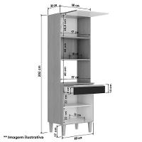 Armário Paneleiro Torre Quente 2 Fornos Andréia Amêndoa Branco - Ajl - 3