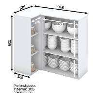 Armário Aéreo Canto Reto 1 Porta Americana Branco Hp – Henn - 2