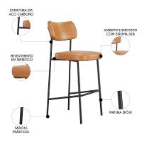 Banqueta Alta Bar Estofada Kit 4 Milli Sintético Caramelo A14 - Mpozenato - 2