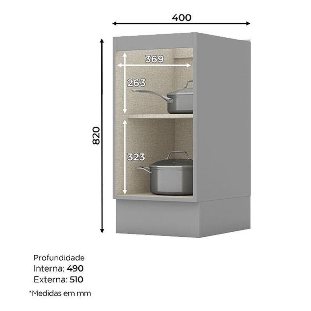 Balcão 1 Porta 40 Cm Nova York Cinza – Henn - 3
