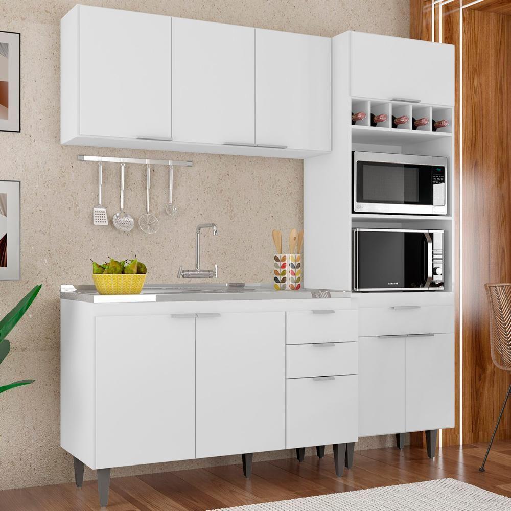 Armário De Cozinha Cp02 Com Pia 120cm Pérola Z34 Branco - Mpozenato - 1