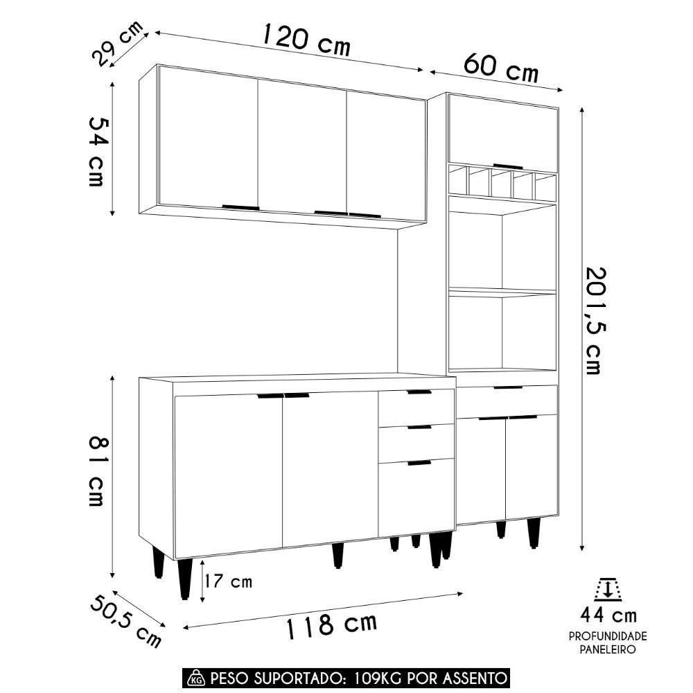 Armário De Cozinha Cp02 Com Pia 120cm Pérola Z34 Branco - Mpozenato - 4