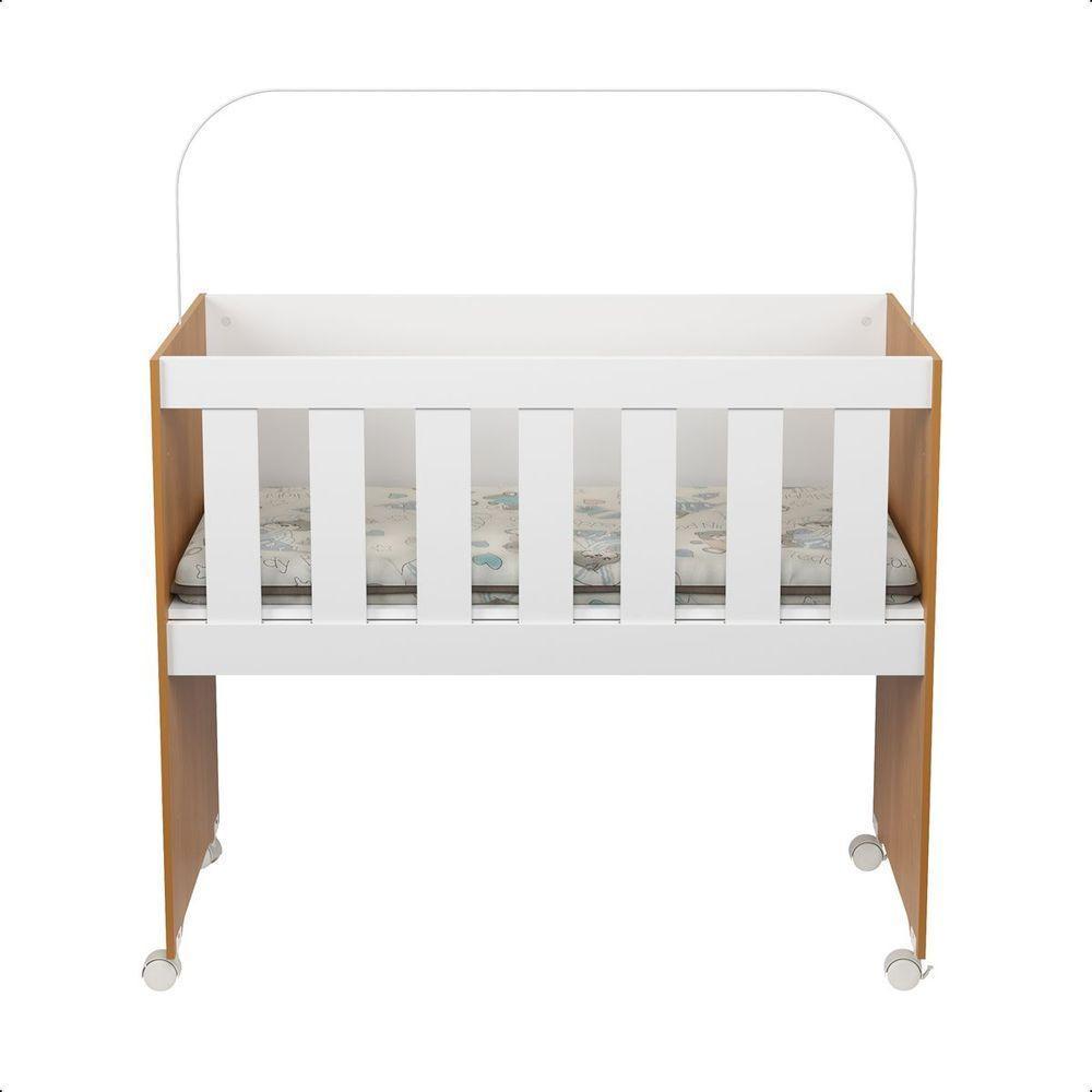 Mini Berço Moisés Trocador Com Colchão Multifuncional 5x1 Branco/freijó - 1