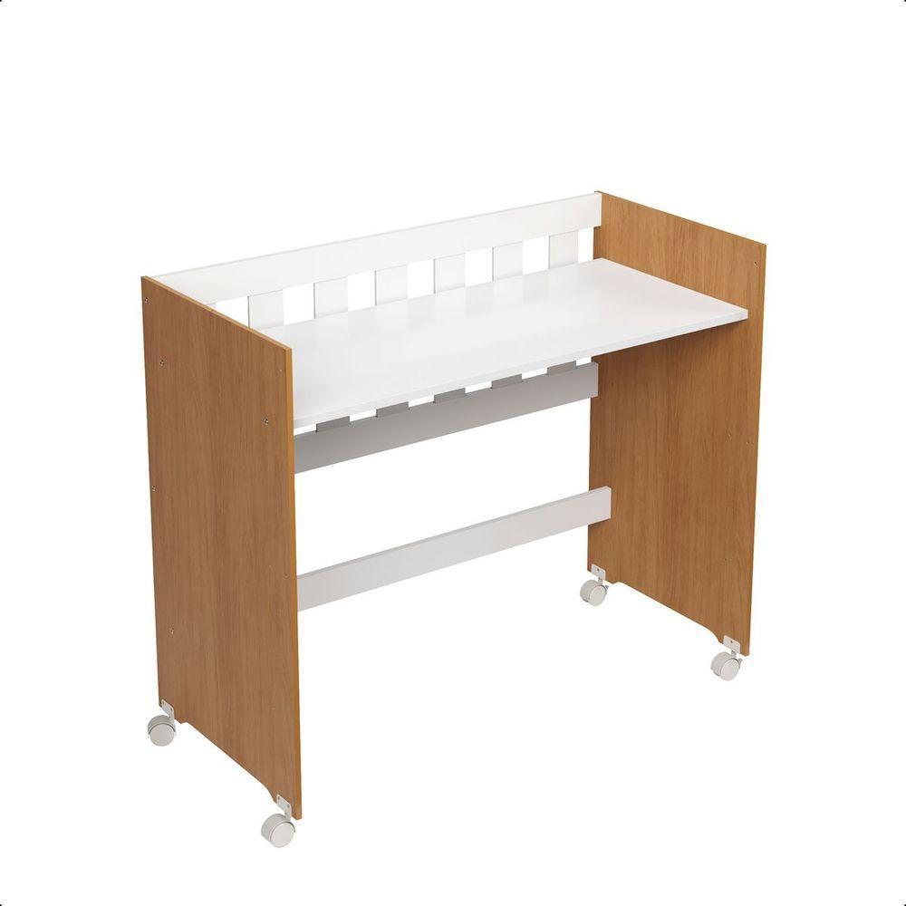 Mini Berço Moisés Trocador Com Colchão Multifuncional 5x1 Branco/freijó - 7